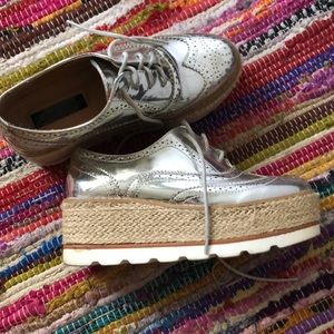 Platform silver espadrilles